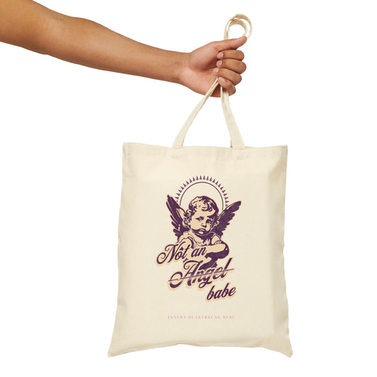 "Not" an Angel Babe Cotton Canvas Tote Bag, Eco-Friendly Tote