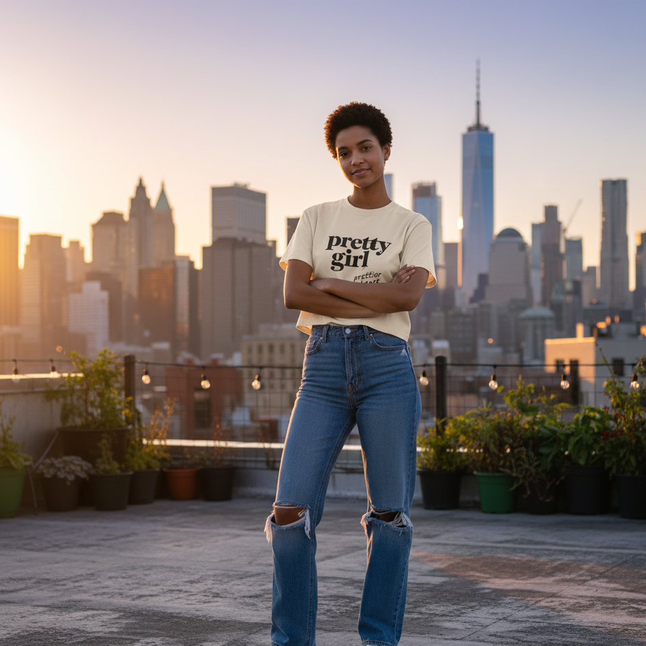 Pretty Girl Boxy Tee - Casual Oversized